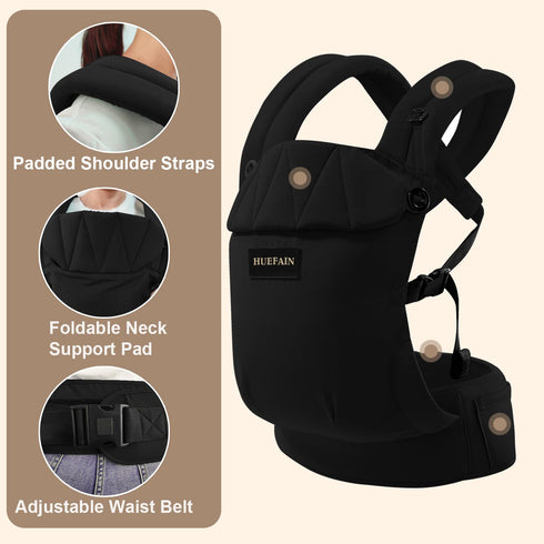 huefain (744 lbs), Baby Carrier Soft Breathable Double-Shoulder Carrier with Adjustable Support, Ergonomic Design