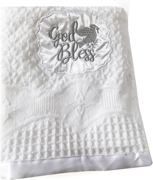 Runeaoys Baptism Blanket Easter Baby Shower Christening Gifts for Boys Girls White Knit