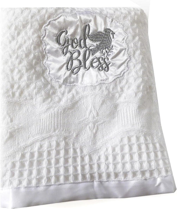 Runeaoys Baptism Blanket Easter Baby Shower Christening Gifts for Boys Girls White Knit