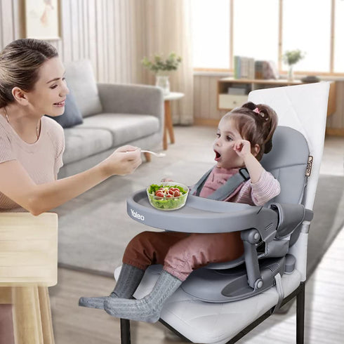 YOLEO Baby High Chair Booster Seat for Dining Table, Foldable High Chairs with Adjustable Heights, Travel Booster Seat