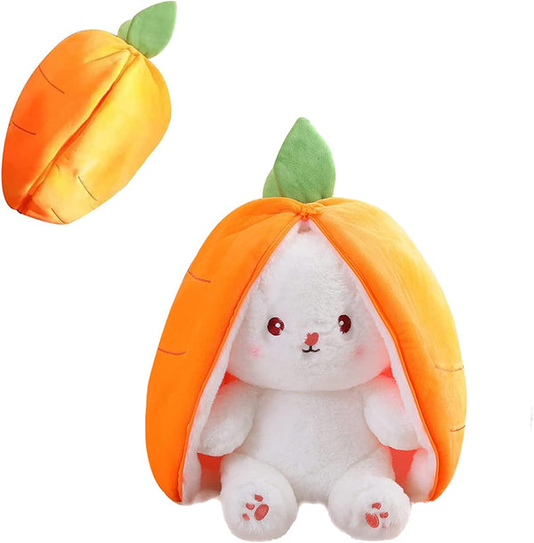 2PCS Reversible Bunny Plush - Carrot & Strawberry - Easter Stuffed Animal Toy - Cute Rabbit Gift for Kids (1pcs 13.8")