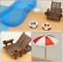 Toyvian 2 Sets Doll House Swimming Pool with Swimming Ring, Folding Beach Sunbath Chair Miniature Craft Furniture Pool