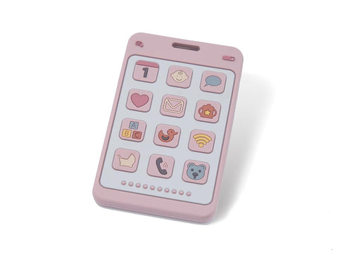 Pink Silicone Phone-Shaped Teether for Babies - Perfect Molar Chew Toy