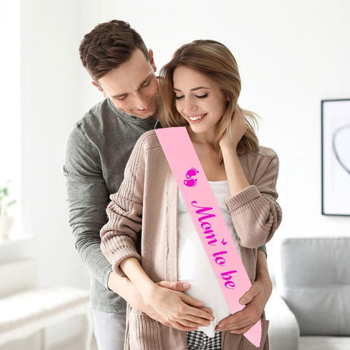 Goqaoix Mommy Mommy Mommy To Be Sash For Gender Reveal, Pink To Be Sash For Baby Shower Decorations, Pink Sashes