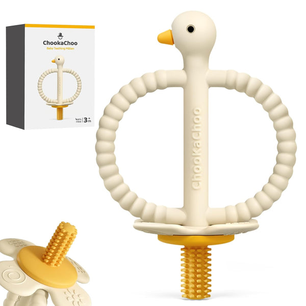 ChooKaChoo Baby Teether Toy and Training Toothbrush, Duck Silicone Teething Toys for