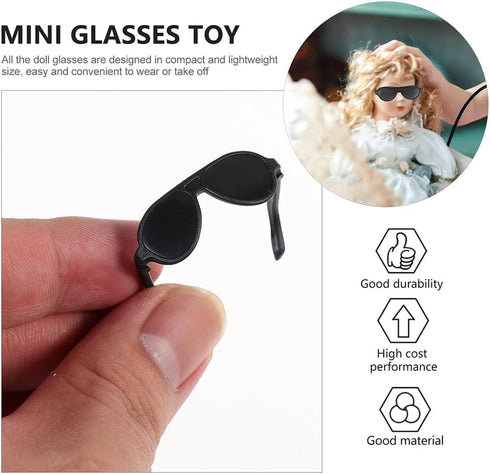 Gadpiparty 120 Pcs Mini Sunglasses for Dolls, Black Doll Costume Accessories for Dress Up and Crafts