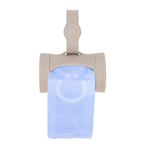 Ubbi Retractable On-the-Go Bag Dispenser - Baby Travel Diaper Bag Accessory, Taupe