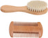 Walfront Wooden Baby Hair Brush and Comb Set Soft Goat Bristle Brush
