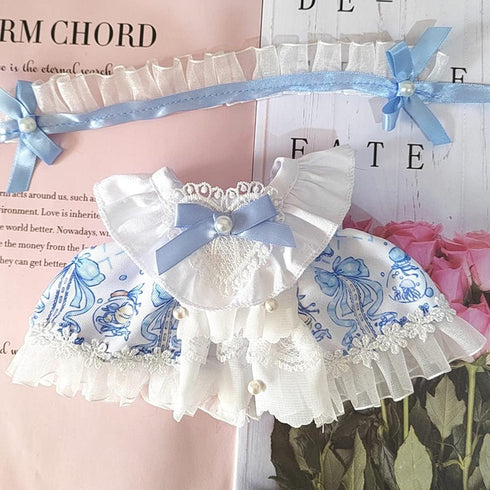 niannyyhouse 20cm Plush Doll Clothes - Blue Dress & Headwear for 8in Soft Stuffed Plush Toy Accessories