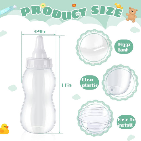 2 11 4 Inch Tessco for you Pcs Large Baby Milk Bottle Fillable Baby Shower x Piggy Bank Plastic Container for Game