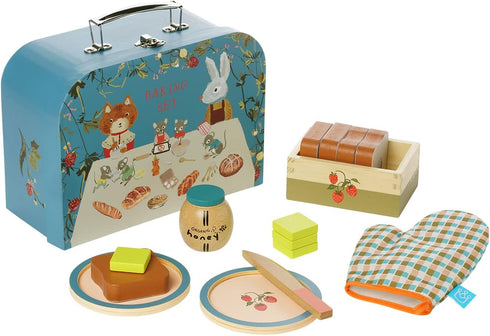 Manhattan Toy Forest Tales 17-Piece Pretend Bread Baking and Serving Set with Carrying Case for Kids