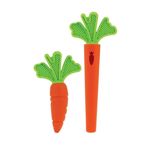 (2-Pack) 3+ Nuby Silicone Carrot Tube Teether and Messaging Infant Teether - Baby Teething Toy - Months