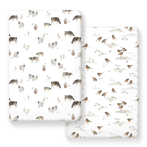 Pack n Play Sheets Fitted 2 Pack, Stretchy Ultra Soft Jersey Knit, Stylish Pattern for Boys and Girls