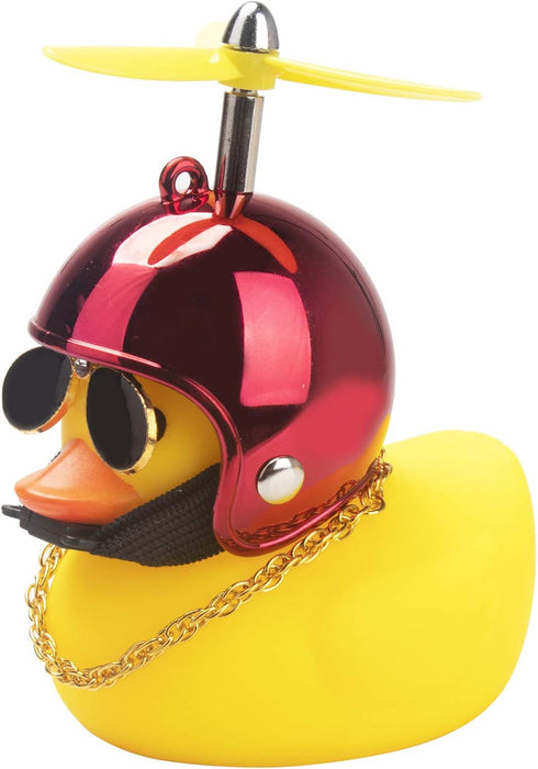 Wonuu Rubber Duck Car Ornaments, Yellow Duck Dashboard Decorations with Cool Glasses and Propeller Helmet