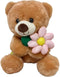 8 Inches Teddy Bear Stuffed Animals, Plush Toy with Flower Birthday Christmas Gift for Kids Girlfriend (Pink Flower)
