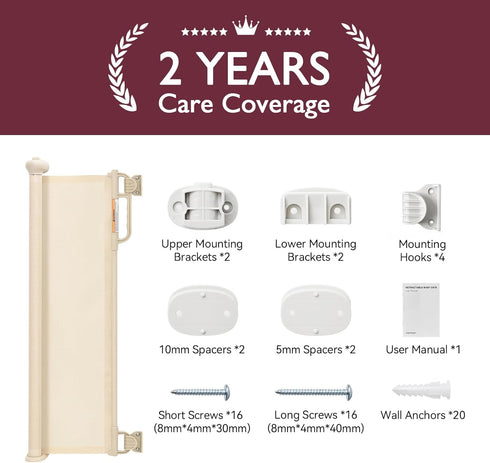 Momcozy 33" 71" Retractable Baby Gate, Extra Wide Mesh Baby Gates for Stairs, Tall, Extends to Wide, Pet Dog Gate