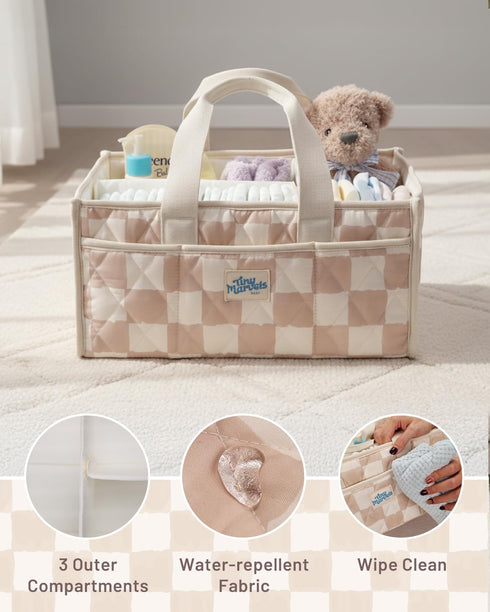 Tiny Marvels Diaper Caddy Organizer for New Parents, Baby Diaper Caddy with Water-Resistant Fabric, Structured Diaper