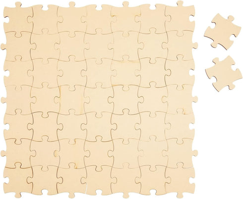 Bright Creations - 50 Blank Wooden Puzzle Pieces for Crafts, DIY Art Projects, Unfinished Jigsaw Wood