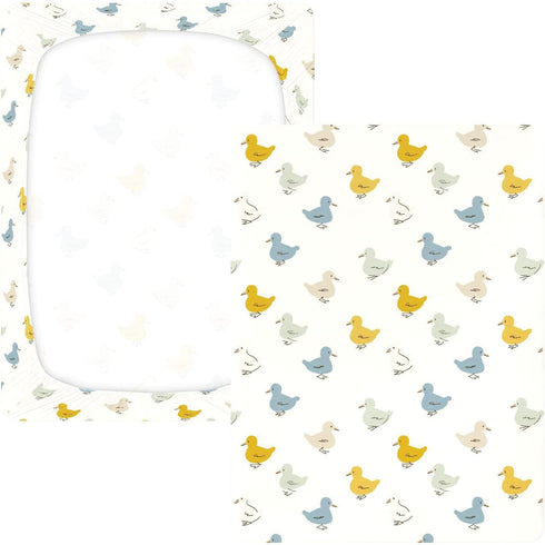 miaozhen 1 Pack 52x28 Cotton Baby Crib Sheets Ultra Soft Mallard Duck Offwhite Toddler Bed Cover for Nursery Decor cuna