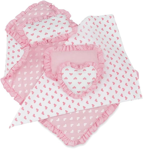 Emily Rose 18" Doll Pink Heart Valentines Bedding Set 5 Pc Doll