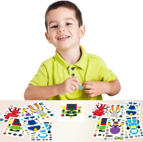 ArtCreativity Make Your Own Robot Character Sticker Assortment, Set of 24 Sheets for Kids' Arts ‘n Crafts Activity