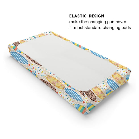 Boho Surfboard Baby Changing Pad Cover, 32''x16'' Beach Surfing Unisex Fitted Diaper Changing Table Sheets