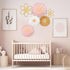 6 Soaoo Pcs Boho Nursery Decor for Girl Daisy Flower Woven Macrame Wall Hanging Bohemian Nursery Wall Decor Flowers
