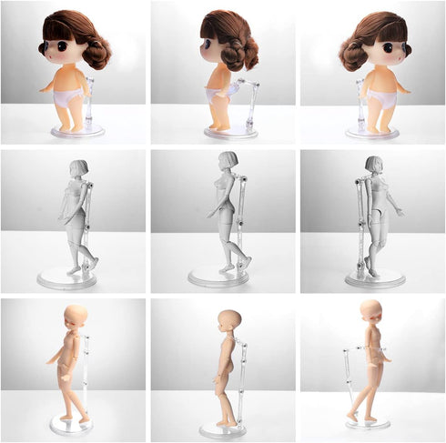 Ddung Doll Stand - Clear Stand for 0.5" to 10" Dolls and Action Figures (3-Pack)