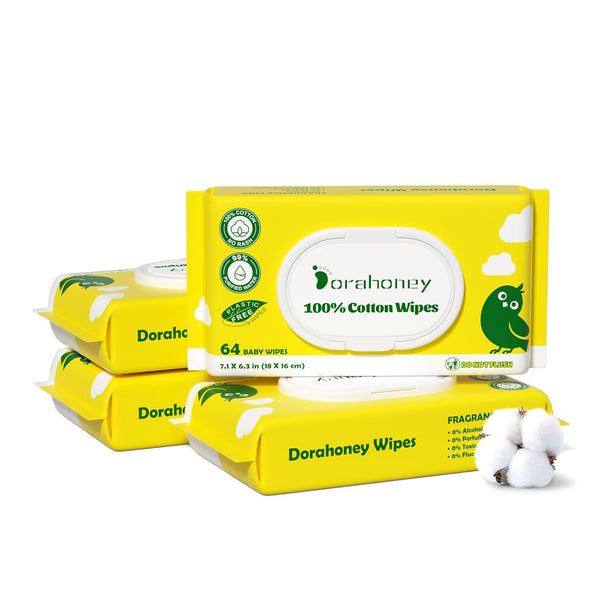 100% USA Cotton Baby Wipes, 99% Purified Water Unscented Wet Wipes for