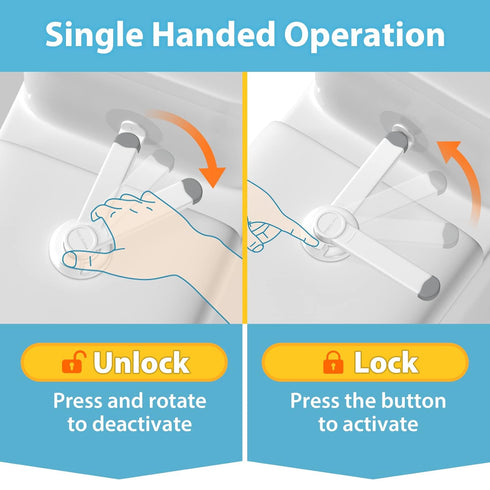 4our Kiddies Baby Toilet Lock (2 Pack) for Child Safety, Baby Proof Toilet Seat Lock with 2 Extra Pallet