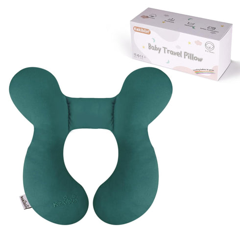KAKIBLIN Baby Travel Pillow, Infant Head and Neck Support for Car Seat and Pushchair, 0-1 Years Old (Green)