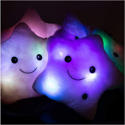Creative Twinkle Glowing Stars Shape Plush Throw Pillow, LED Night Light Pillow Cushions Stuffed Toys Gifts for Kids,