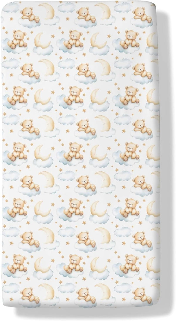 Pynnlts Cartoon Bear Baby Crib Sheets Fitted Crib Sheet for Boys Girls Cute