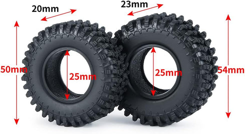 4PCS 1.0" Crawler Tires Rubber Wheel Tires for 1/24 Axial SCX24 RC Crawler Car (54mm)