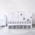 14" Crib Bed Skirt Grey Pleated with White Lovely Pompoms, Bedding Dust Ruffle for Boys, Drop, Fit All Standard Crib