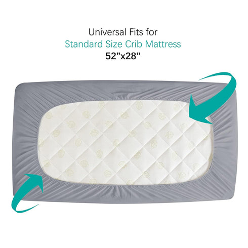 2 Pack 100% 52" 28" Crib Mattress Protector Sheets, Fitted Waterproof Mattress Pad Cover, Noiseless & Machine Wash