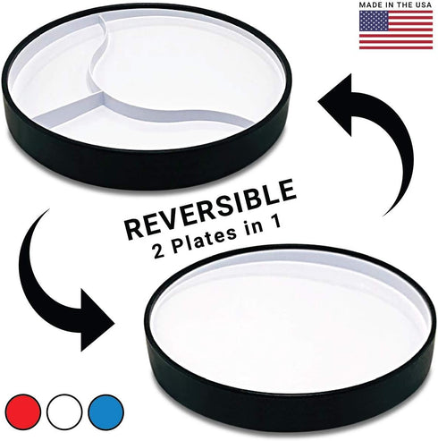 STAYnEAT Suction Plate, 2n1 Divided/Scoop Dish, Non-Slip Plate Guard, White (L)