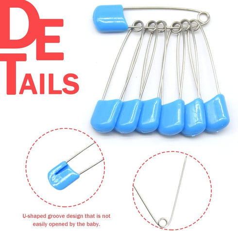 Hocansen 50 54mm/2.2in PCS Safety Pin Baby Diaper Pins for Cloth Plastic Head Baby Pins for Diapers Stainless Steel