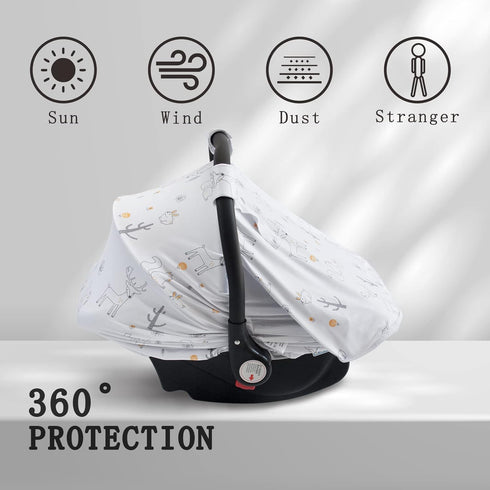 Baby Car Seat Cover, Soft Breathable Privacy Canopy, Comfortable Sun Shade Protect for Newborn Infant Boys Girls