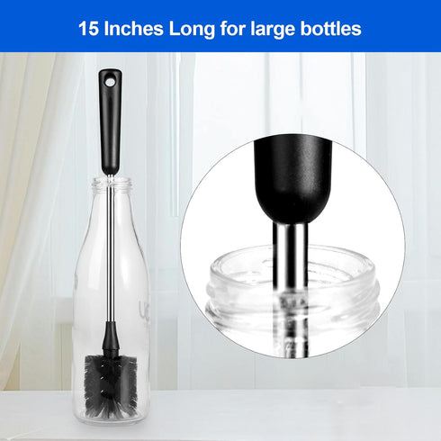 SweeBe Bottle Brush, Long Stainless Steel Handle Water Bottle Brush Cleaner, Sports Bottle Scrubber, Kitchen Scrub