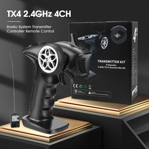 havcybin 2.4ghz 4CH RC Controller Remote and Receiver Digital Radio Transmitter for RC Car Boat Tank (Updated Version)