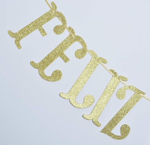 Feliz Cumpleaños Gold Glitter Banner - Happy Birthday Fiesta Theme Party Decorations