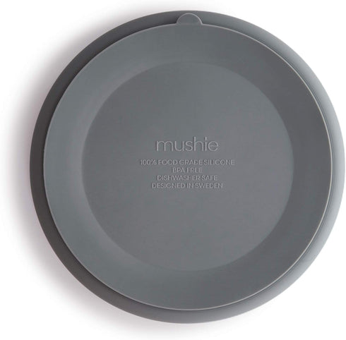 mushie Silicone Suction Plate - BPA-Free Non-Slip Design (Stone)