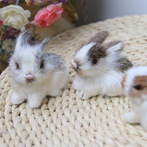Mini Simulation Rabbits - Realistic Cute Plush Rabbits, Lifelike Plush Bunny Miniatures, White Rabbits Decor
