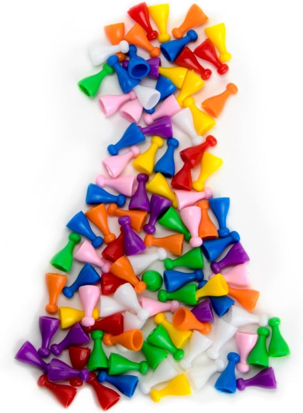 100 Assorted 25mm Halma Game Pawns in 8 Colors, About 12 Pawns
