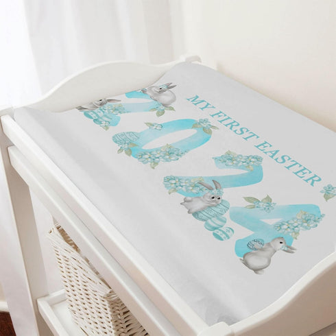 Baby's First Easter Bunny Changing Pad Covers, 32''x16'' Fitted Sheets for Boy Girl with Happy Easter Design