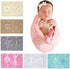 Newborn Baby Lace Wrap Blanket and 2 pcs Beads Headband, Baby Photography Props (T1) (Pink)