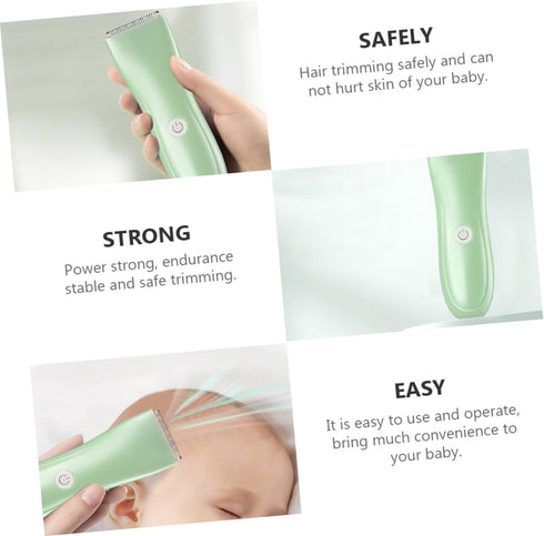 Generic Trimmer Rechargeable Hair Clipper Light Green Hair with Blades Safe Rounded Design for Newborns