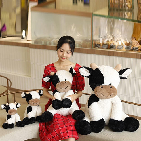 Cute Cattle Plush Toy, Cow Year Stuffed Animals Soft Doll for Kids, Birthday Gift (Black and White, 50cm/19inch)