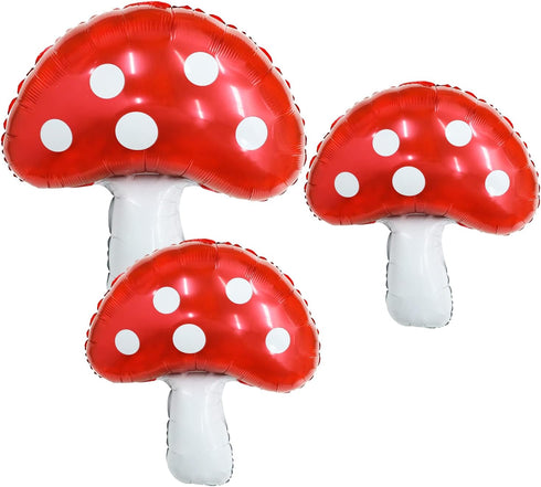 Sliverdew 3Pack 31'' Mushroom Foil Balloon,Mushroom Birthday Party Supplier Fairy Princess Birthday Woodland